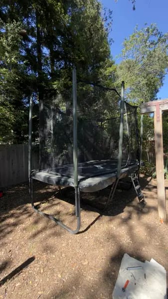 Trampoline installed backyard
