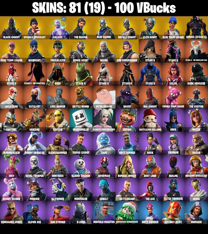 Fortnite Account ( PLAYSTATION / XBOX / PC / NINTENDO ) (BLACK KNIGHT, GALAXY, THE REAPER, FLOSS) (81 Skins)