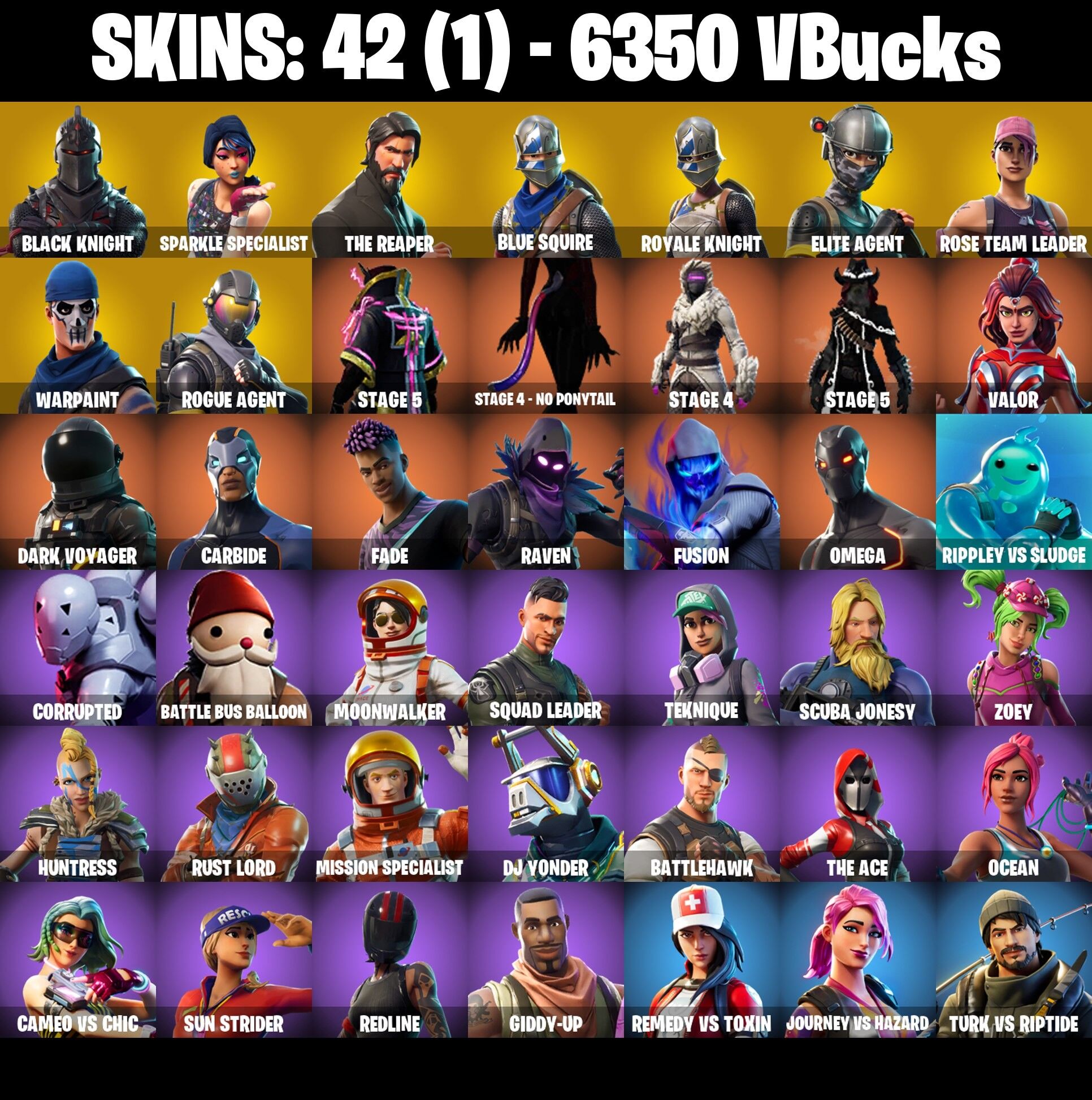 Fortnite Account ( PLAYSTATION / XBOX / PC / NINTENDO ) (BLACK KNIGHT, SPARKLE SPECIALIST, THE REAPER, FLOSS) (42 Skins)