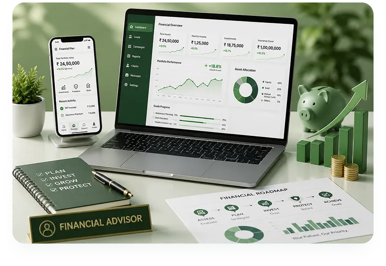 Financial advisor's branding dashboard and roadmap mockup