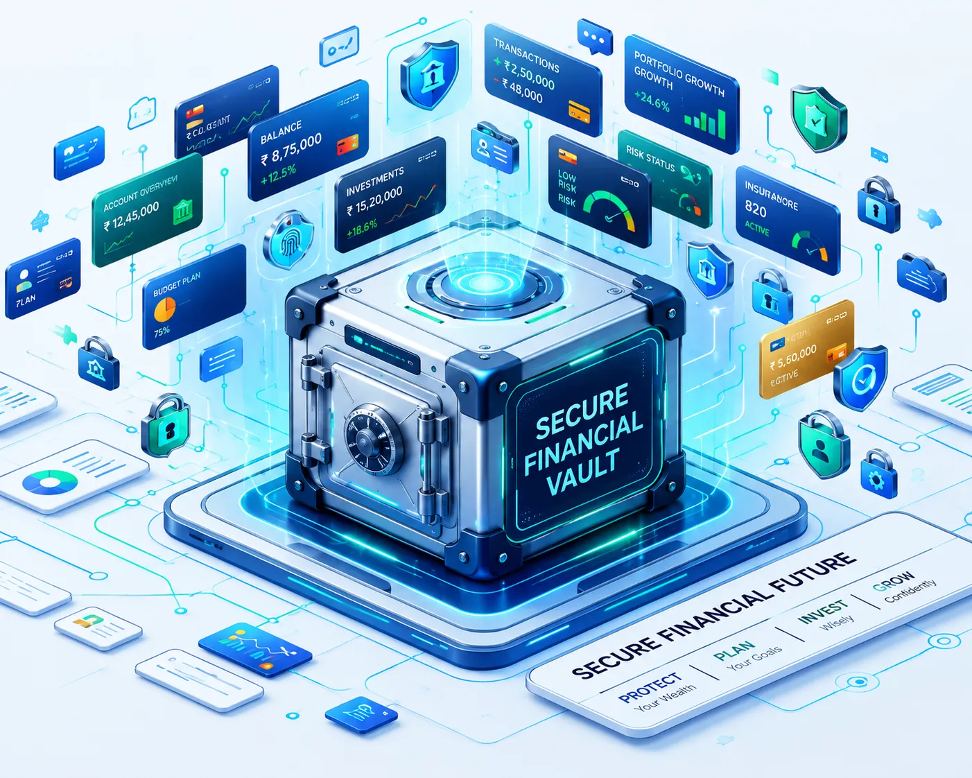 Secure financial infrastructure illustration