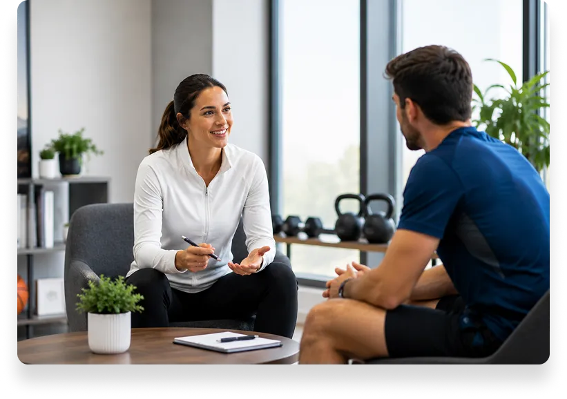 Sports psychologist in consultation with an athlete
