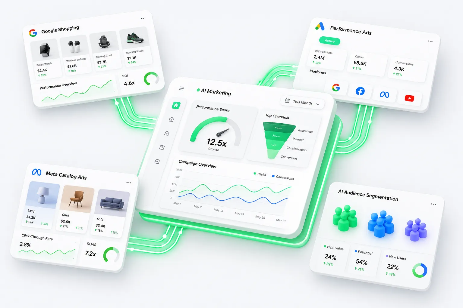 AI campaign management dashboard mockup