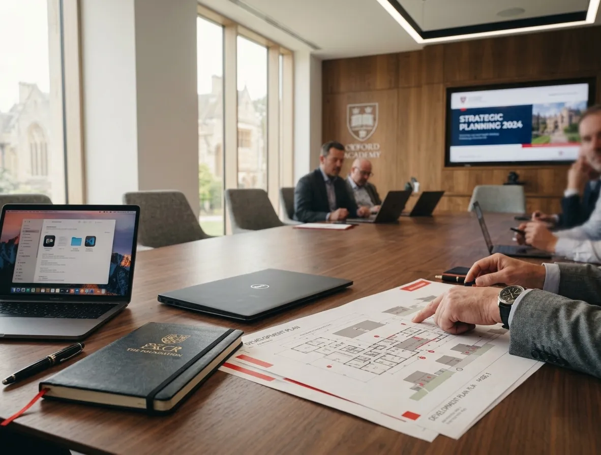 Education marketing strategy team in a meeting