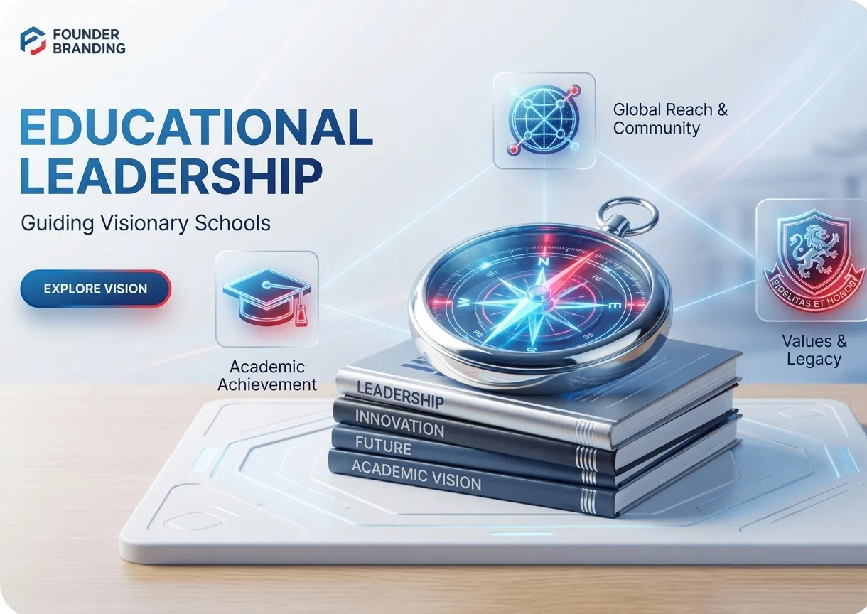 Educational leadership compass and books illustration