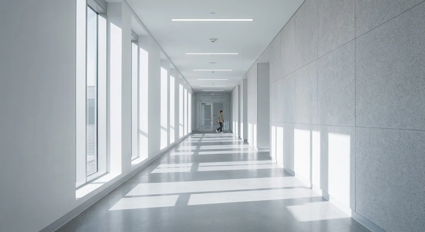 Empty modern school hallway