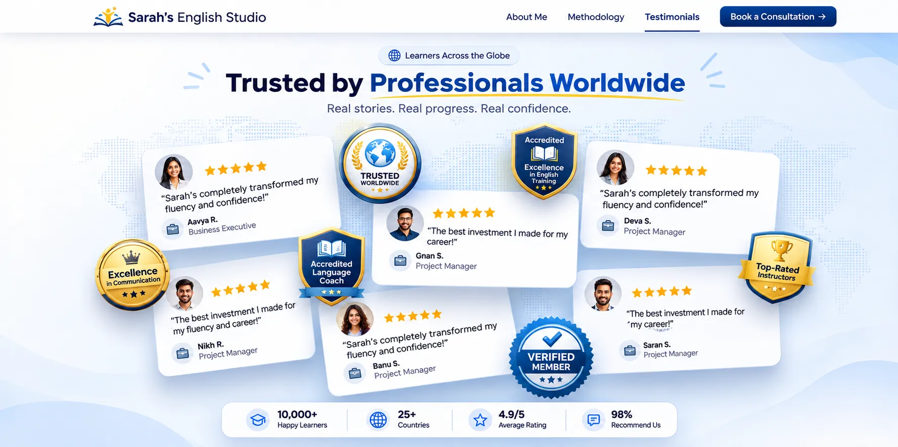Trusted by Professionals Worldwide testimonials graphic