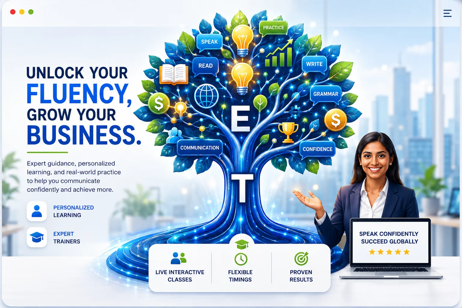 Unlock your fluency, grow your business illustration