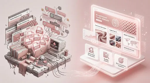 Illustration of scattered paper documents transforming into a digital dashboard