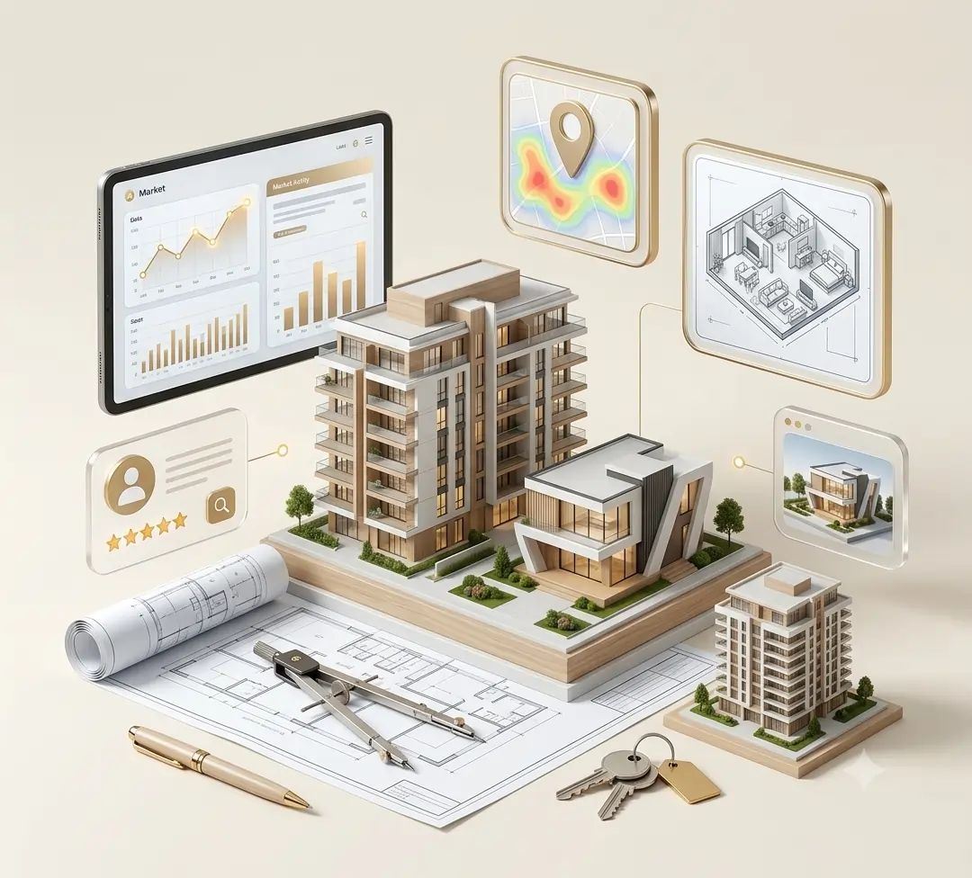 Real estate portfolio and analytics illustration