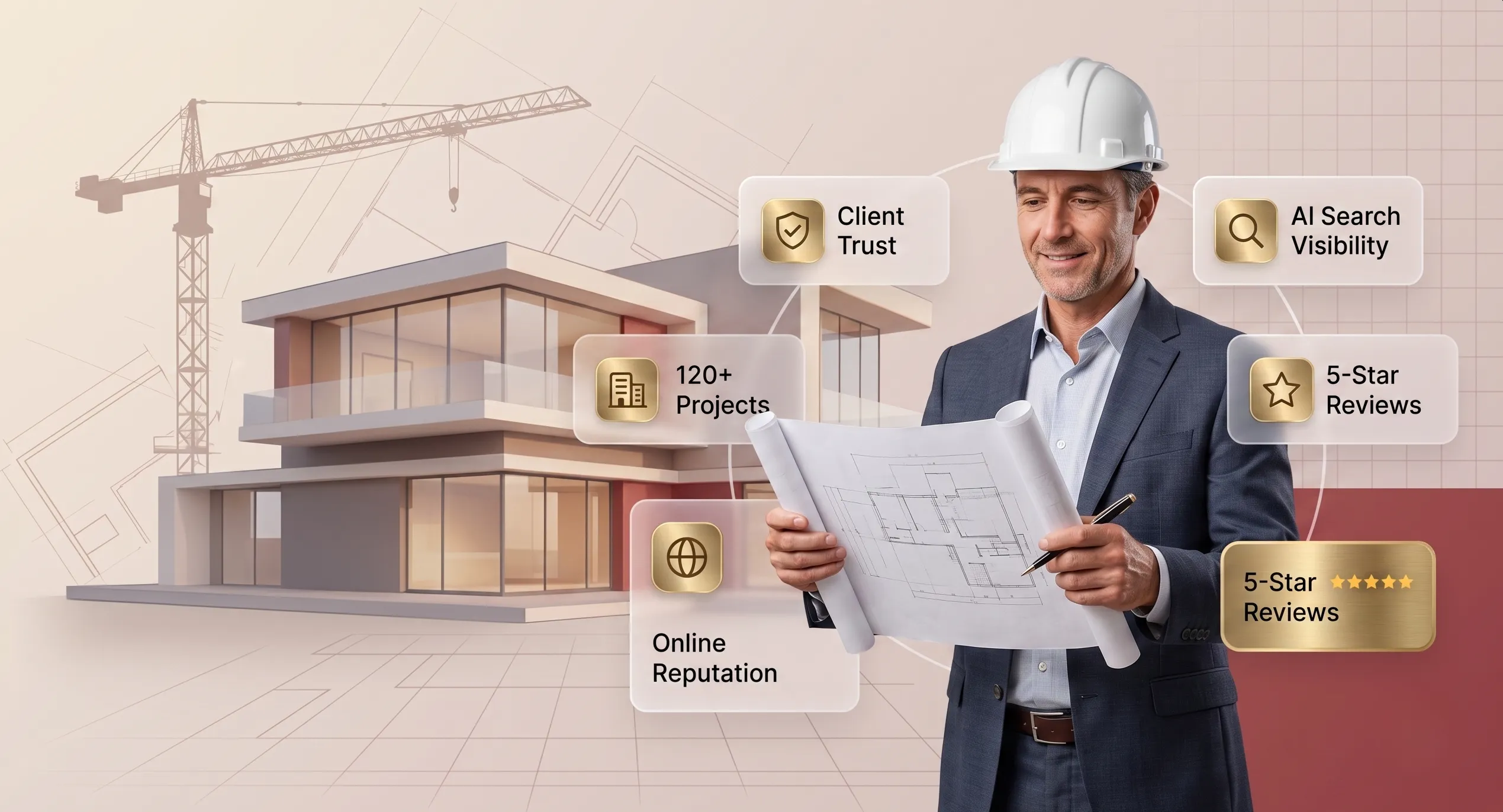 Builder reviewing blueprints