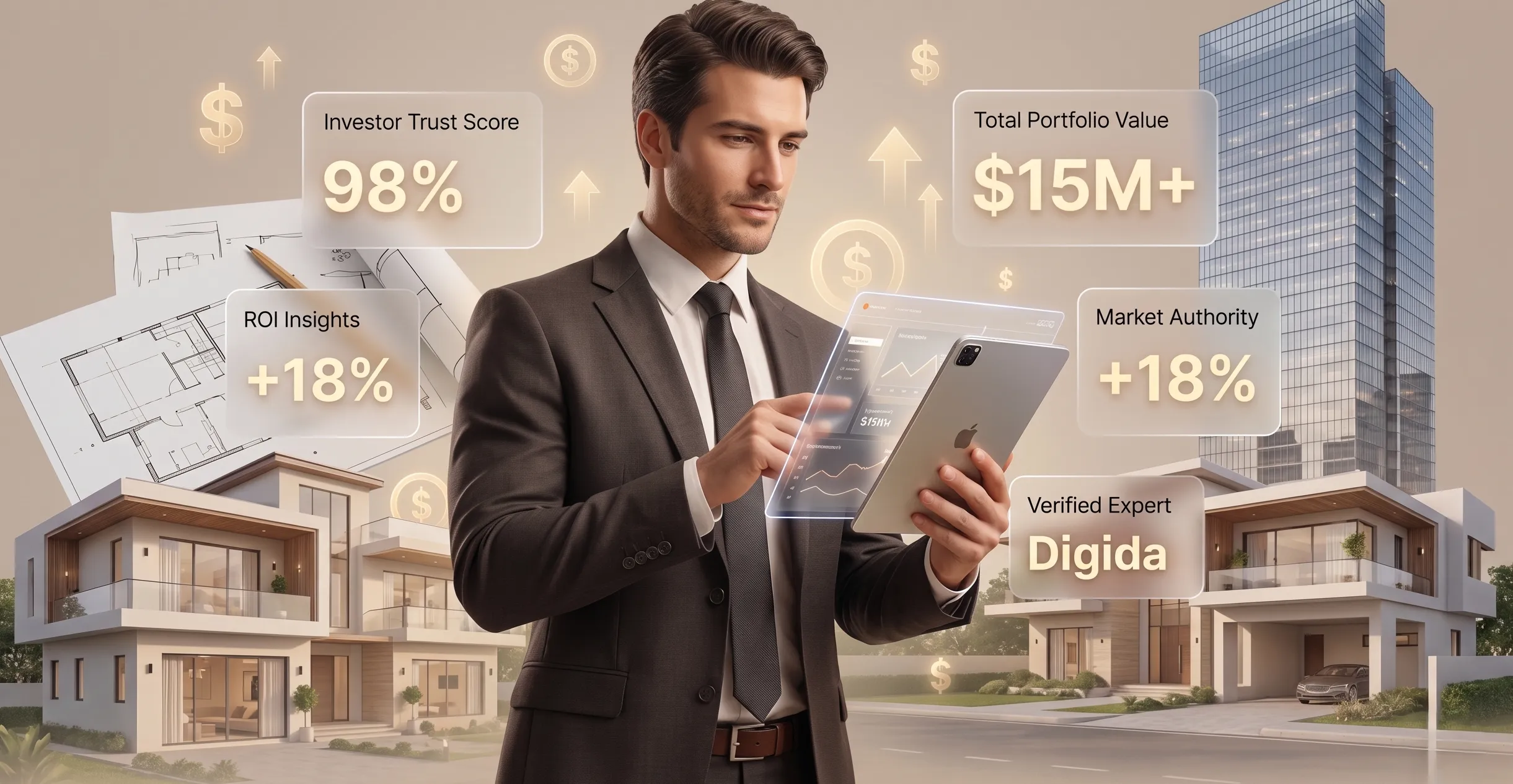 Real estate investor reviewing portfolio insights