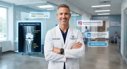 Orthopedic specialist standing confidently in his clinic