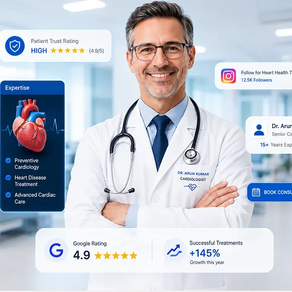 Cardiologist standing confidently in a clinic