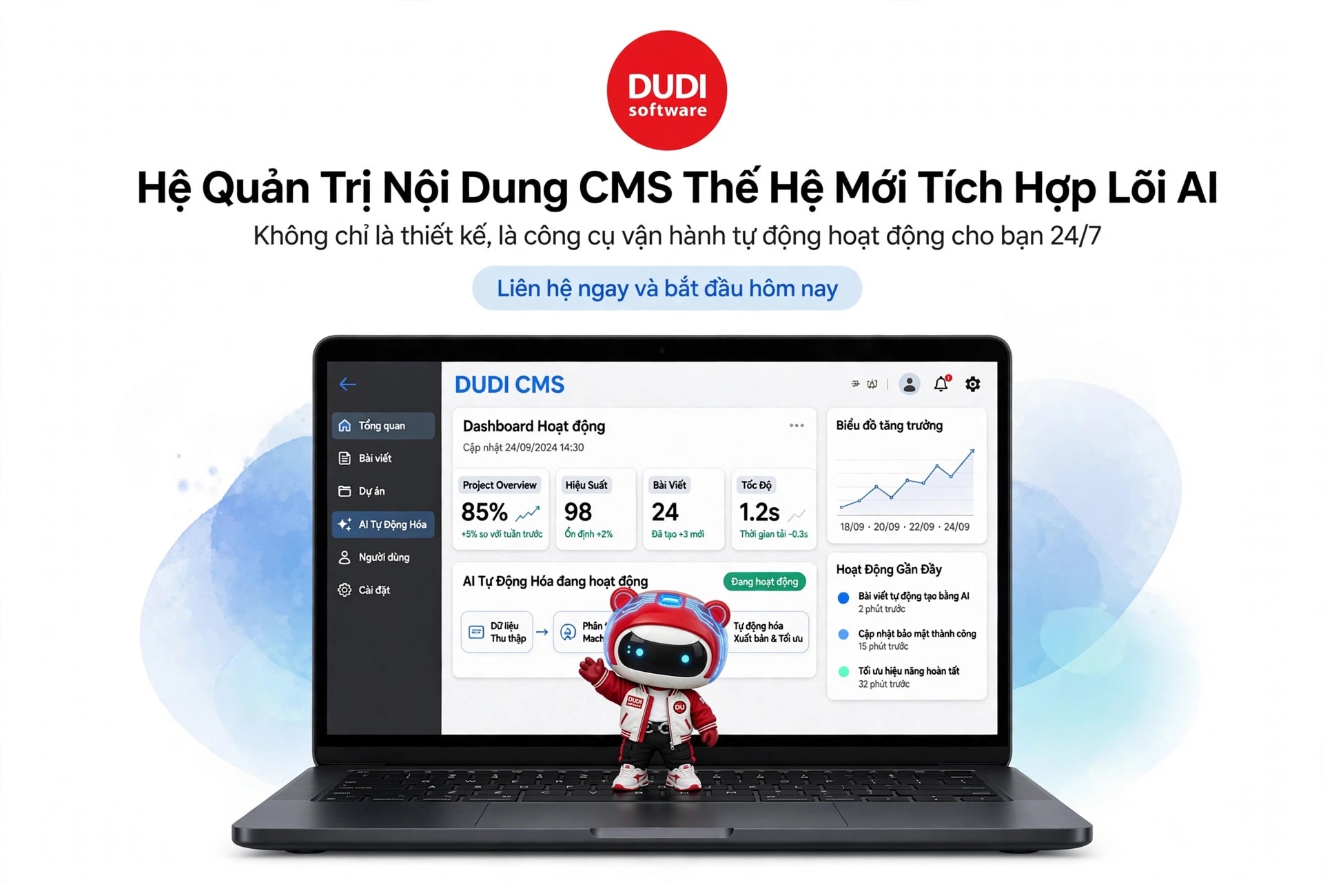 DUDI Software Ra Mắt Hệ Quản Trị Nội Dung (CMS) Thế Hệ Mới Tích Hợp Lõi Trí Tuệ Nhân Tạo