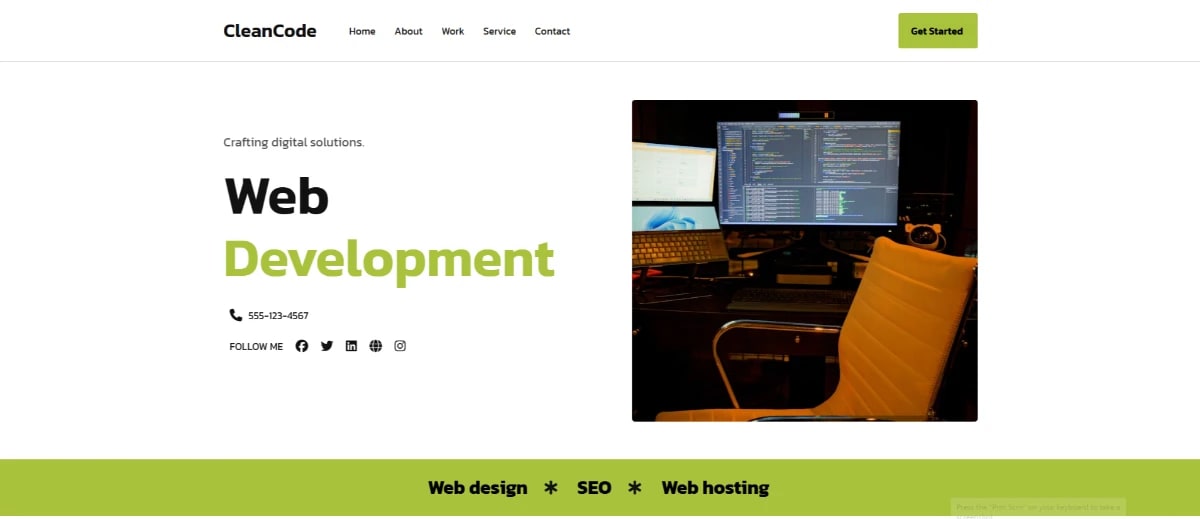 CleanCode web development template created with the Best No-Code AI Website Builder 2025.