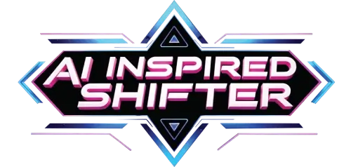 AI InspiredShifter logo - futuristic neon-style design representing AI innovation, creativity, and digital transformation.
