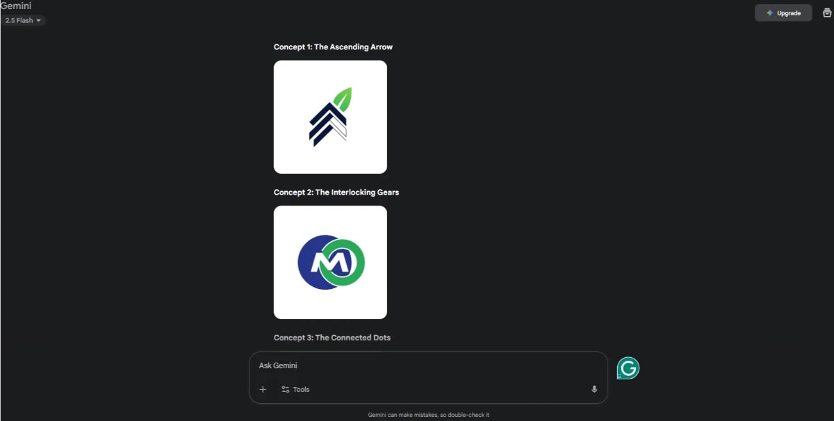 AI-generated logo samples demonstrating the unique value of AI in 10 minutes.