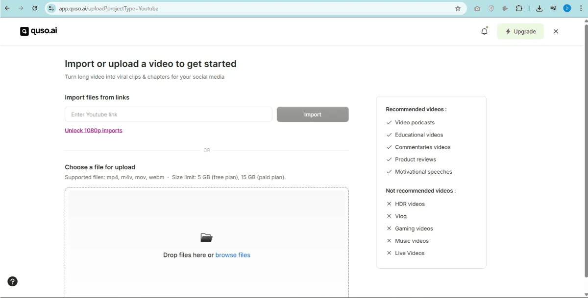 Quso AI caption generator for social media posts.