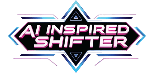 AI InspiredShifter logo - futuristic neon-style design representing AI innovation, creativity, and digital transformation.