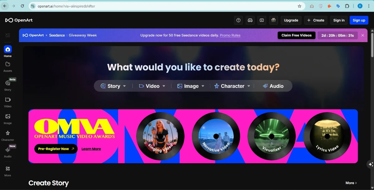 OpenArt AI image generator tool for content creators