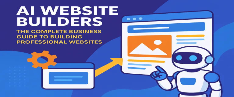 featured_ai_website_builders Illustration of a robot showcasing a website design, representing the power of AI Website Builders.