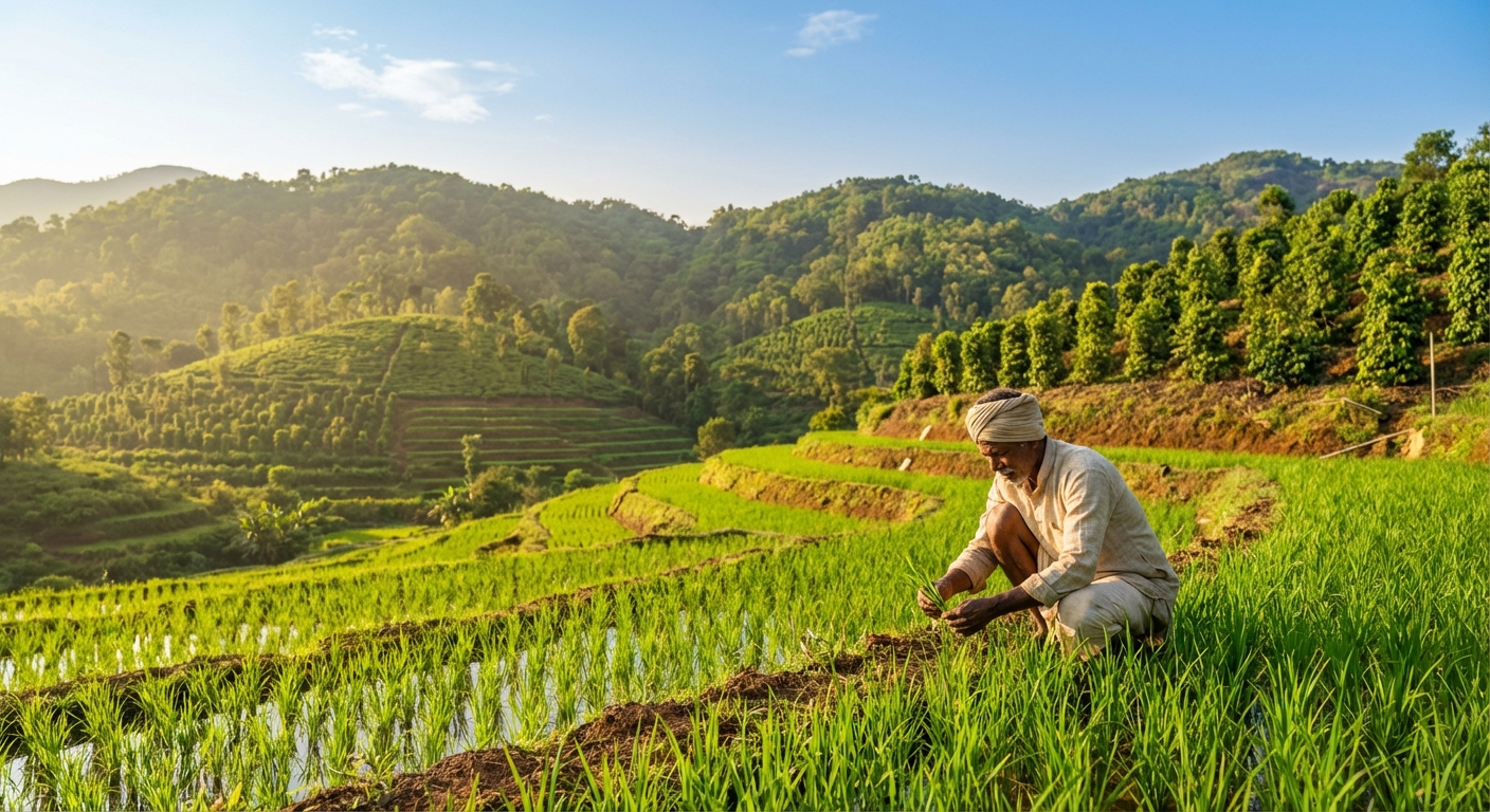 Diverse agricultural landscapes across India supporting food production