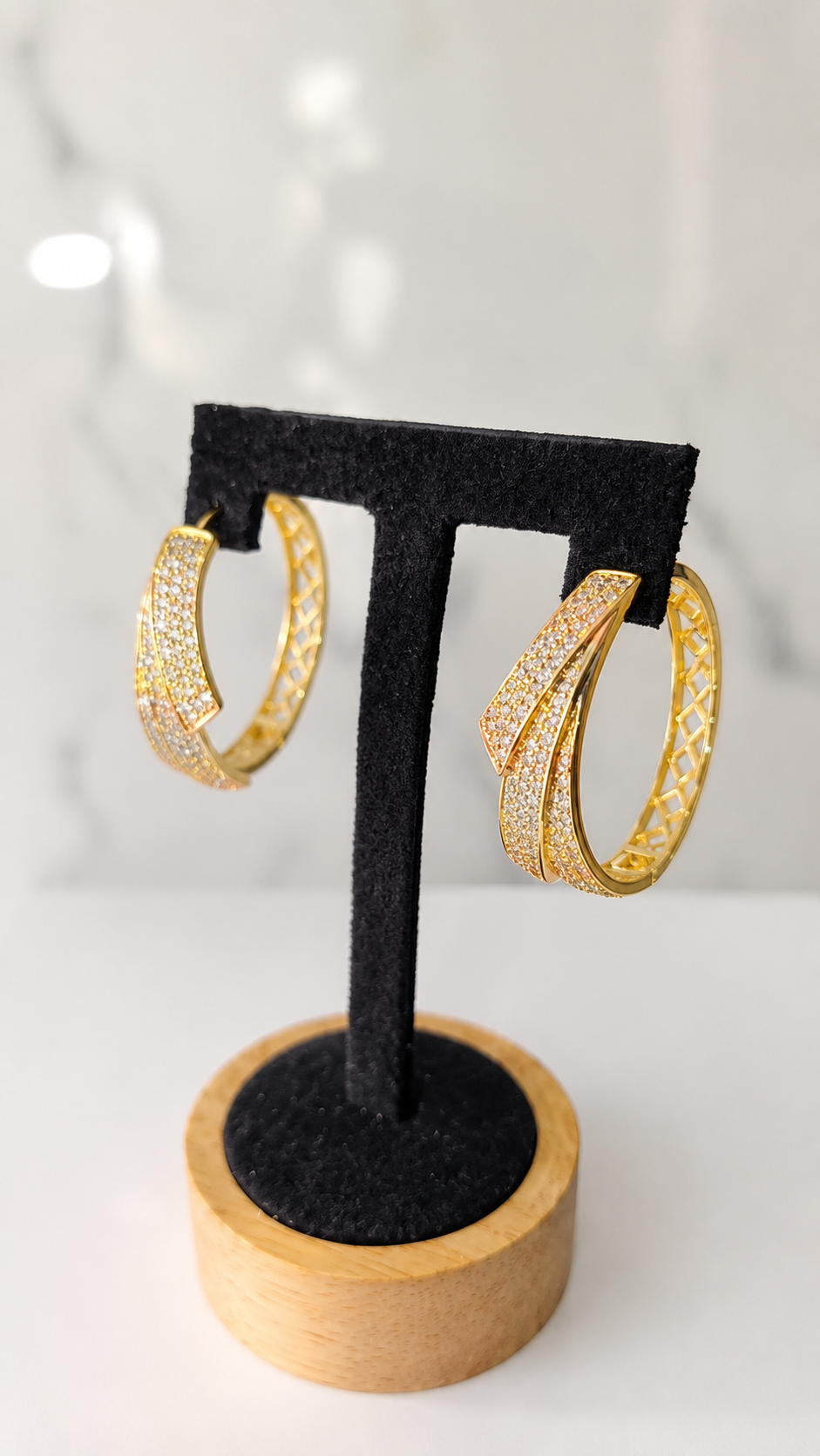 Luxury Gold Pavé Cubic Zirconia Hoop Earrings