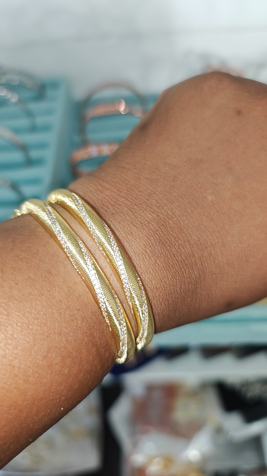 Celestia Twisted Ribbon Serpentine Bangle Pavé Stack