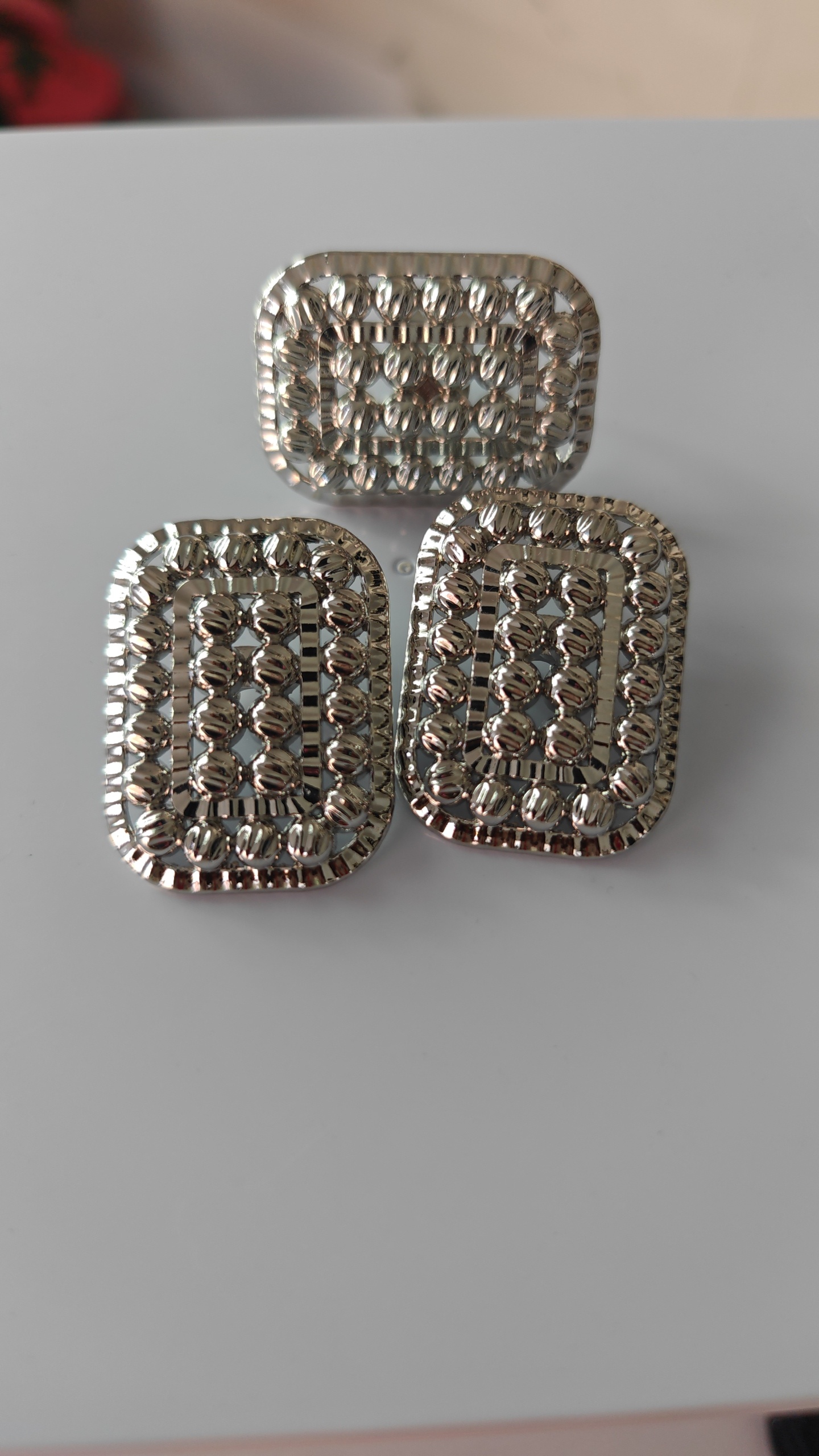 Sterling Diamond-Cut Lattice Studs - Platinum Regent Beaded Studs