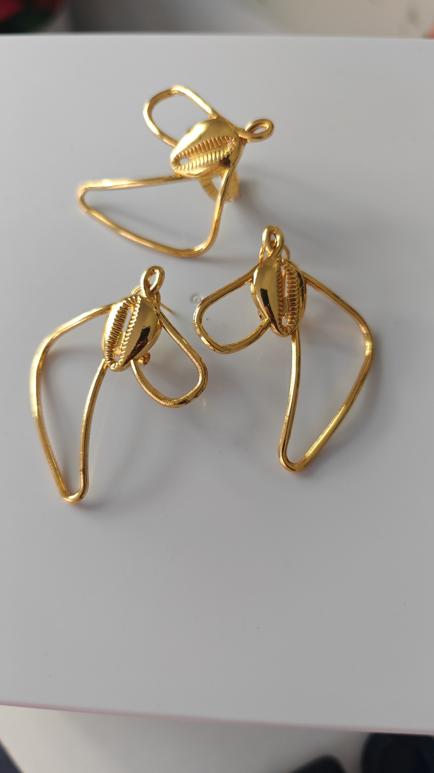 Sol Coastal Cowrie Wire Drops - Zaria Sculptural Cowrie Earrings