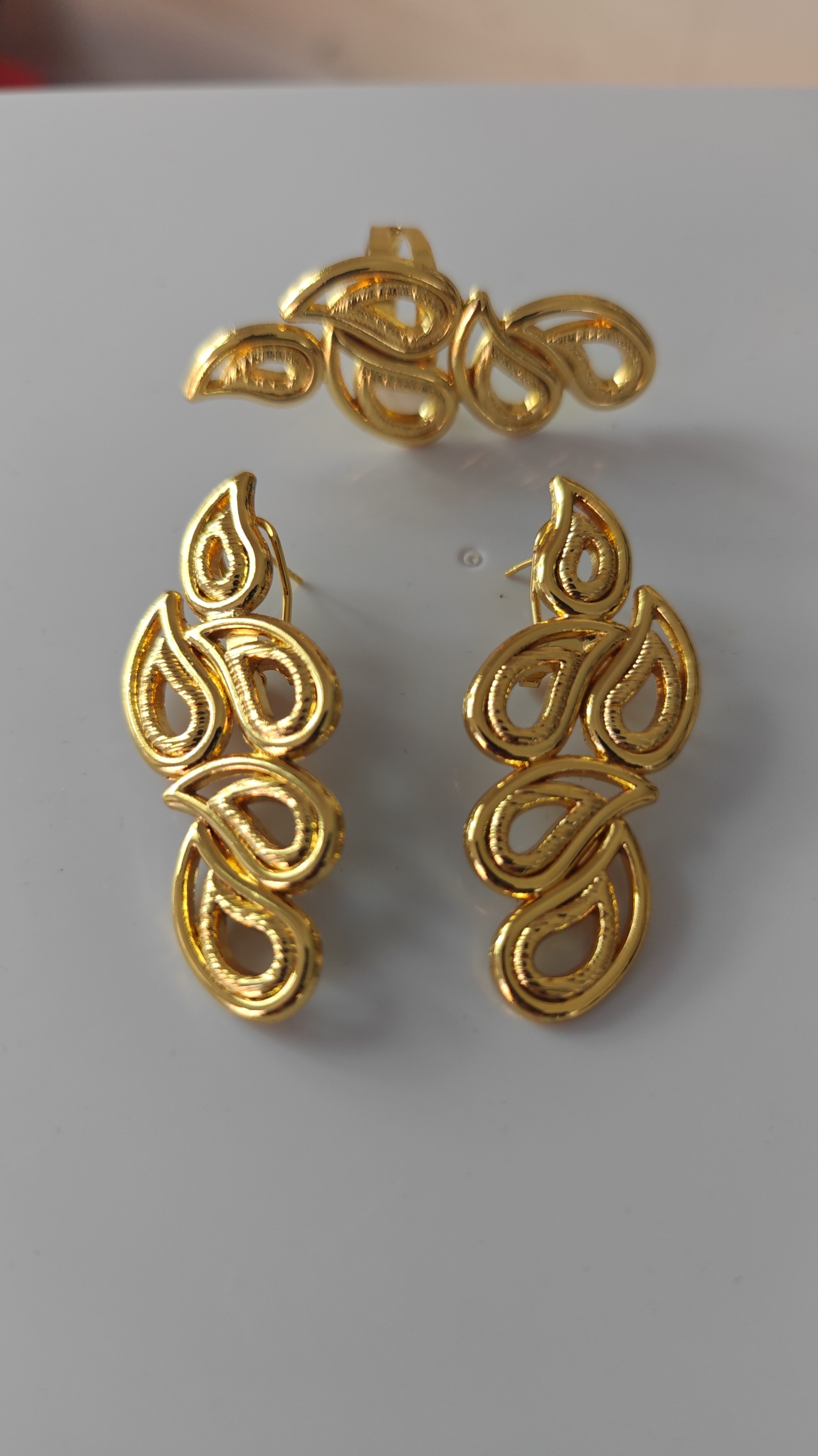 Golden Paisley Cascade Drops - Seraphina Openwork Paisley Earrings
