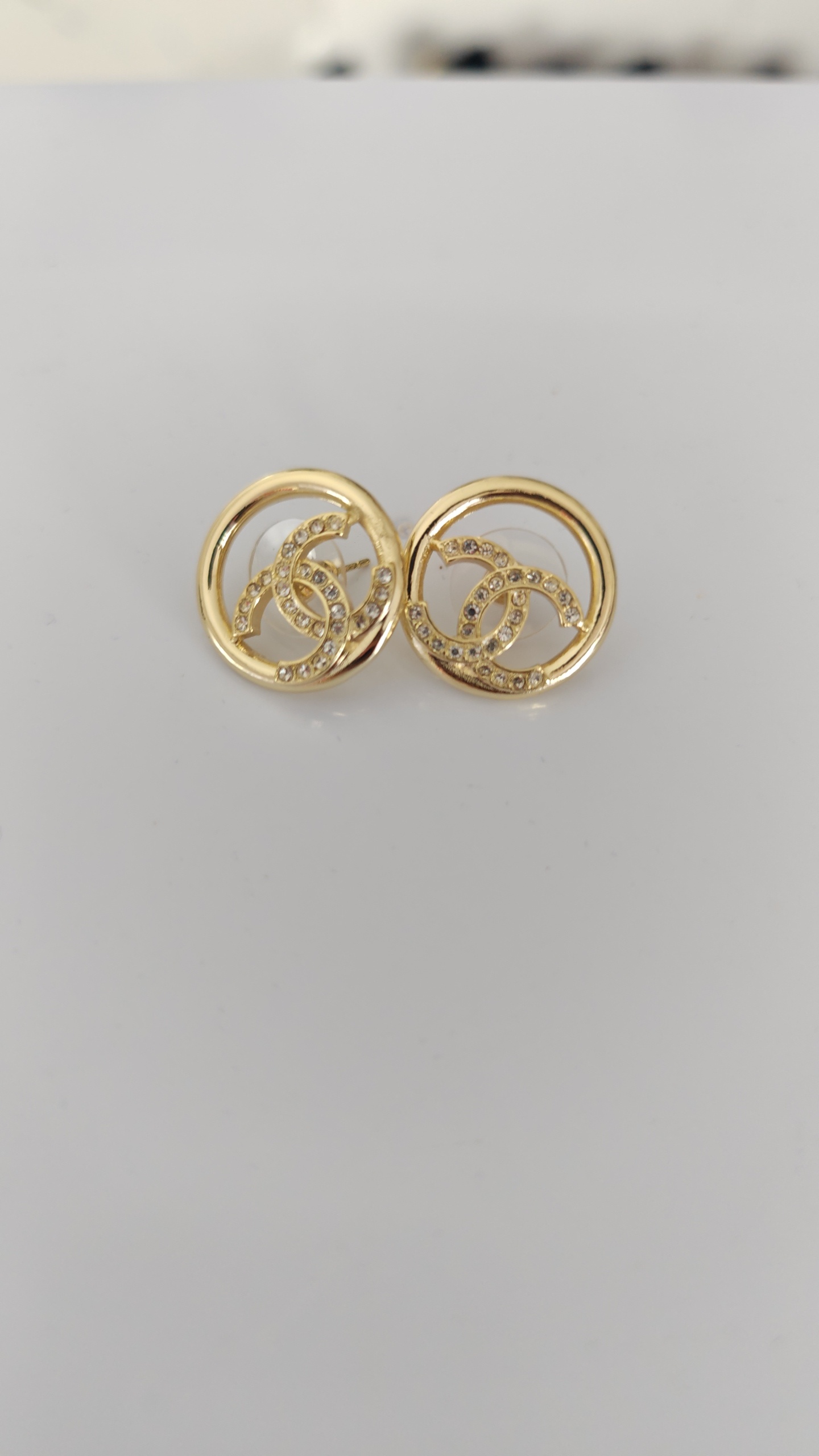 Gold Entwined Crystal Circle Studs - Continuous Interlocking Studs Earrings
