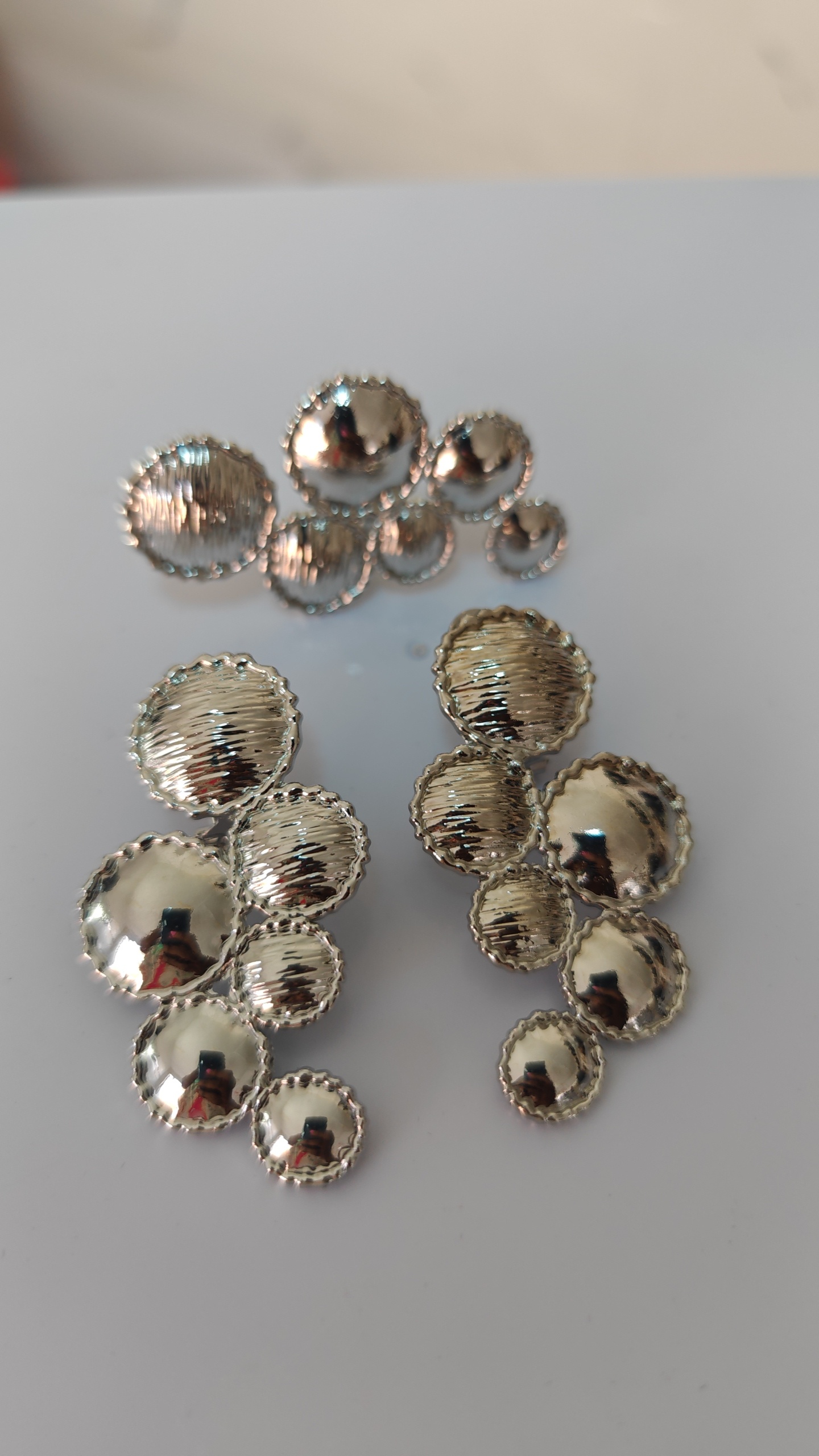 Silver Luna Cluster Disc Earrings - Eclipse Pebble Drops