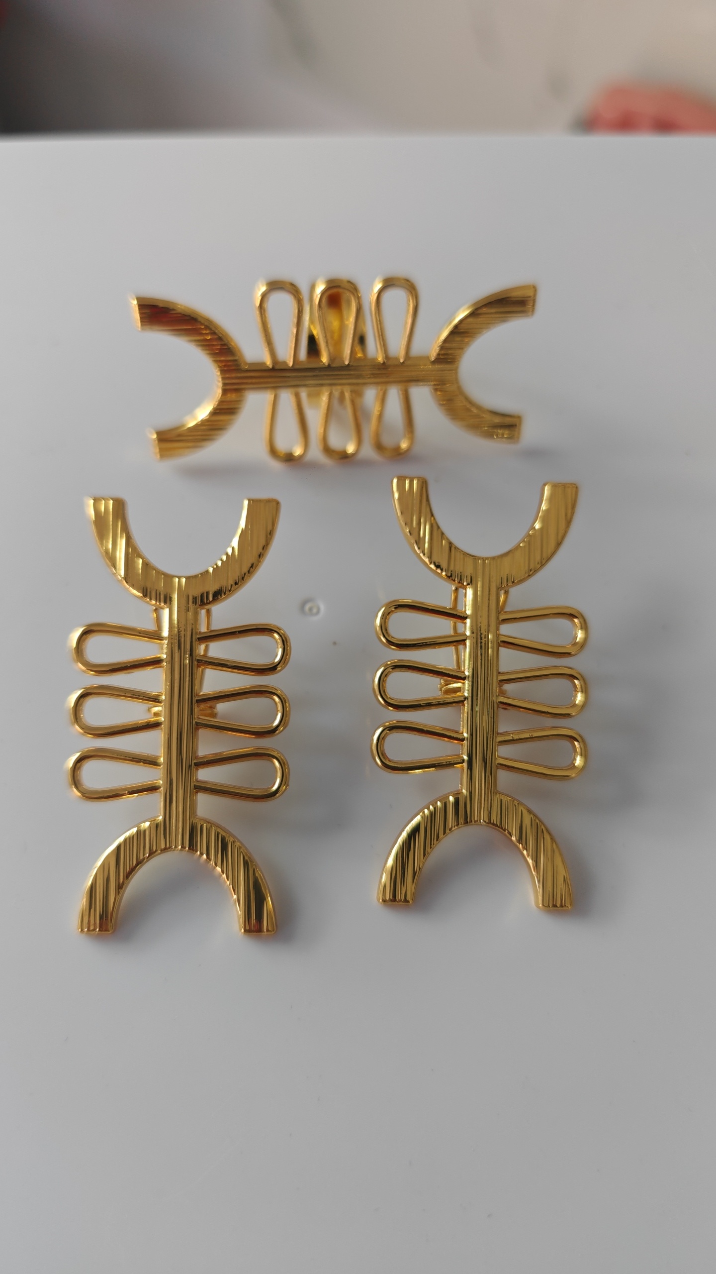 Gold Asante Geometric Totem Earrings - Zenith Abstract Fishbone Earrings