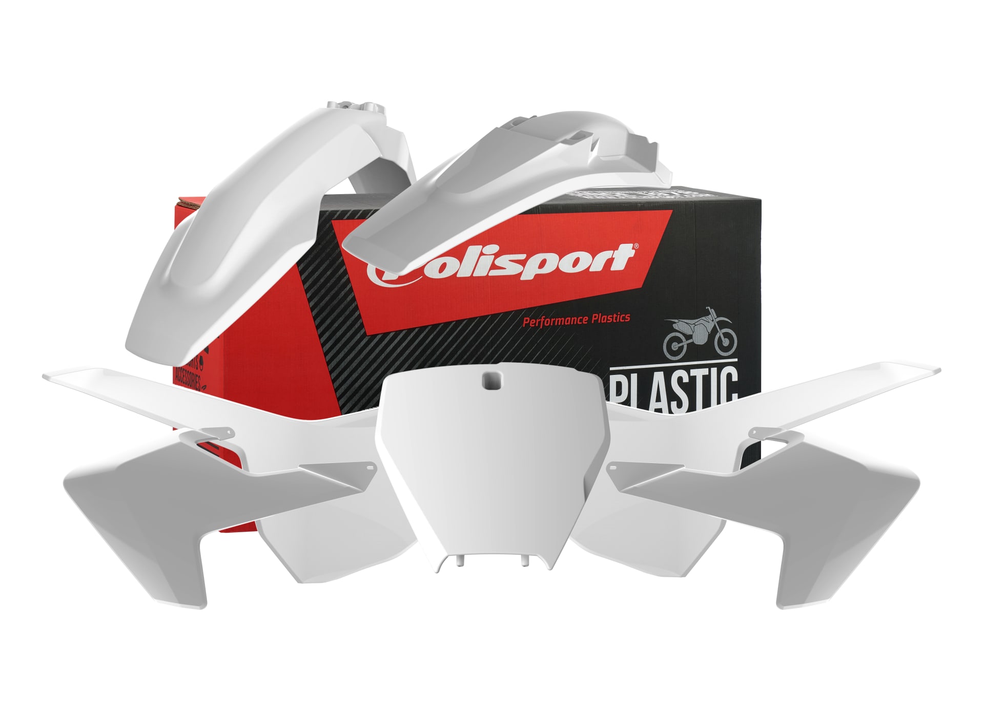 Polisport plastsæt TC125/250, FC250/350/450 16-18 Hvid (1) - Polisport