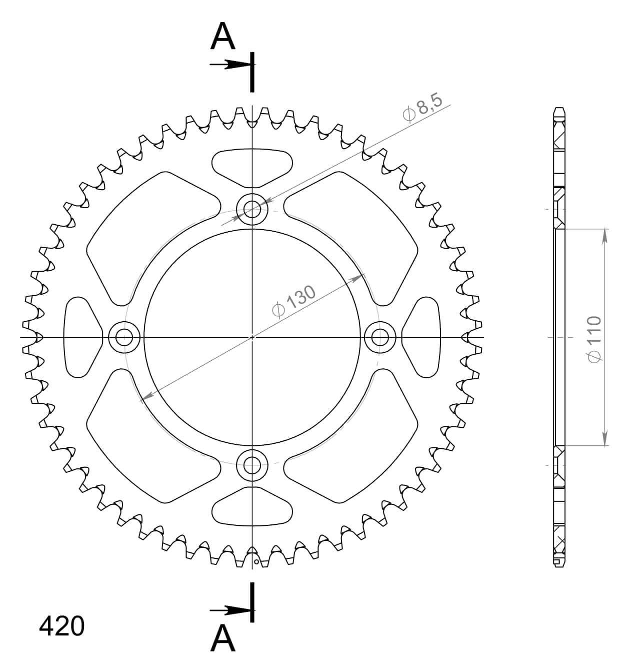Supersprox Rear Sprocket Alu RAL-209:56 Black - Supersprox
