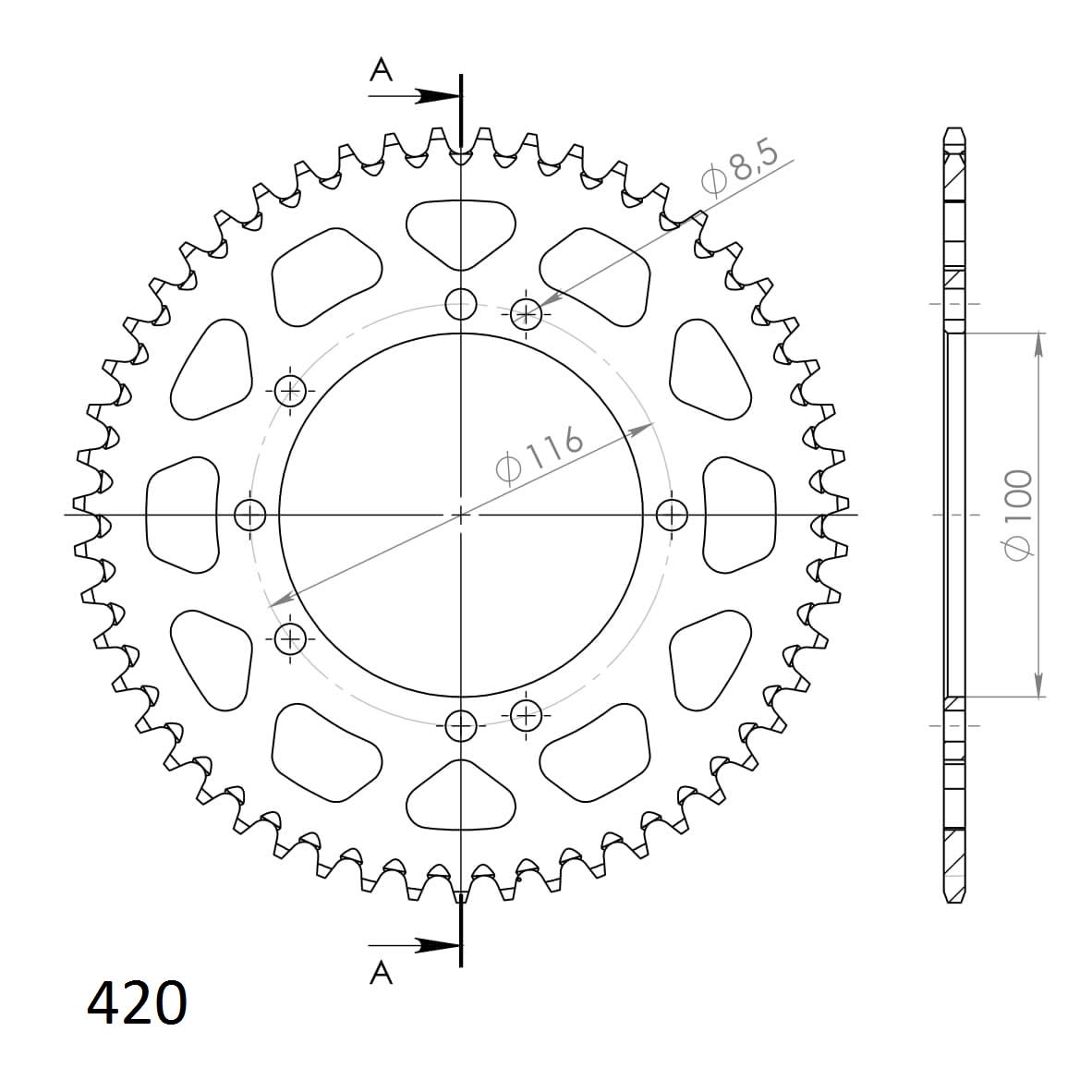 Supersprox Rear Sprocket Alu RAL-457:51 Silver - Supersprox