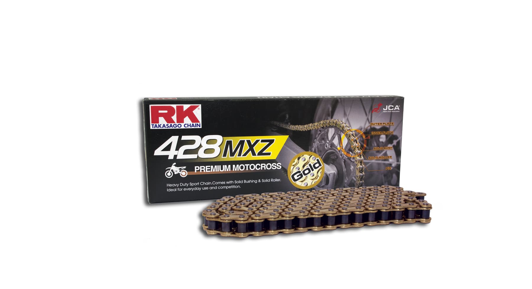 RK GB428MXZ Offroad/Street Chain Gold +CL (Connect.link) - RK Japan - Motocross Parts