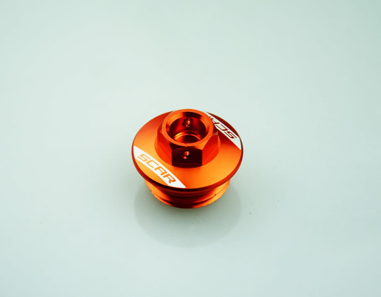 Scar oliepåfyldningsprop - Ktm 2-takts og 4-takts 06-20 - Husqvarna 14-20 Orange - Scar - Motocross Parts
