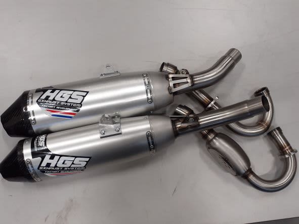 HGS Udstødningssystem 4T Komplet sæt CRF250 18-21, dobbelt lyddæmper - HGS
