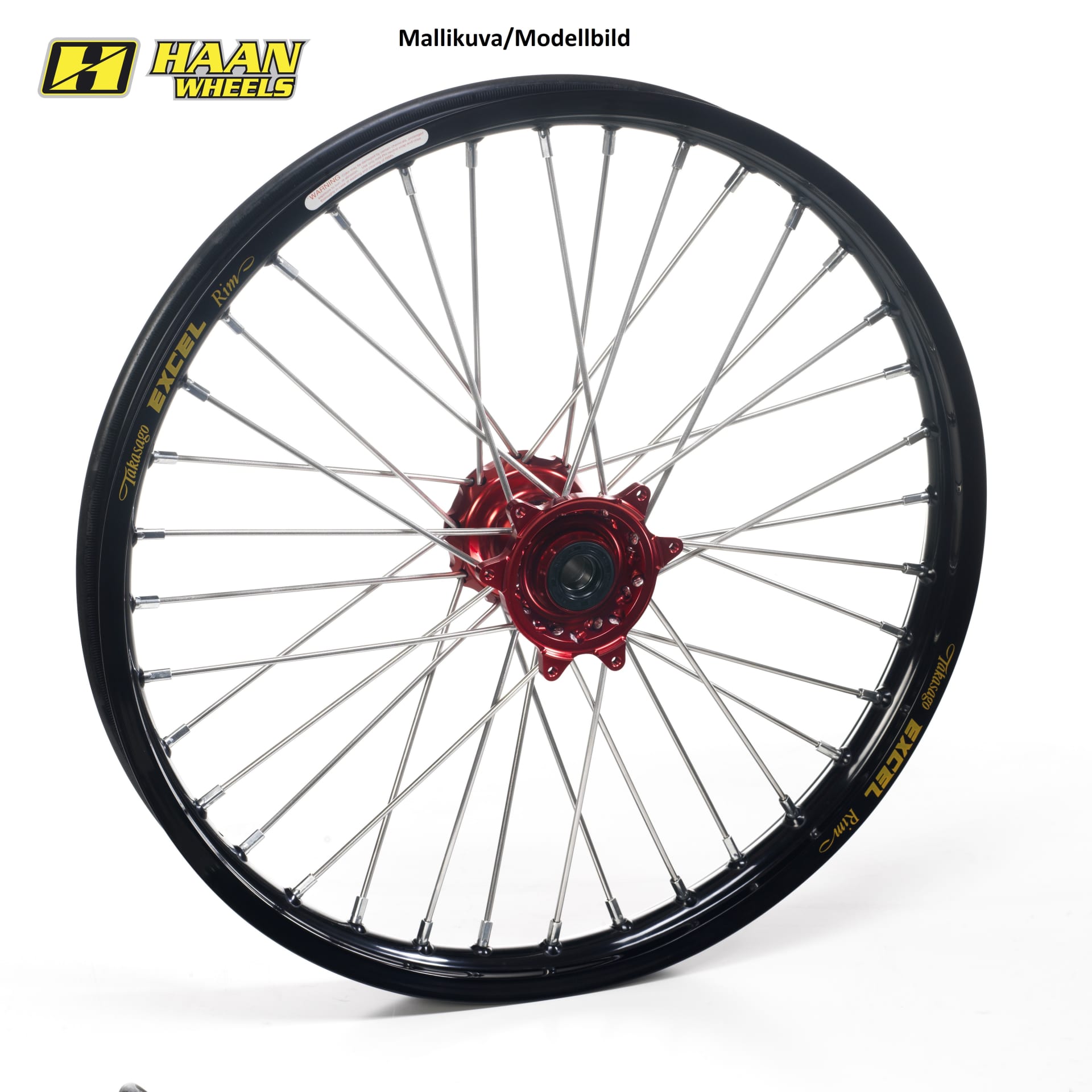 Haan hjul CR 125/250-CRF 250/450 95- 21-1,60 RØD NAB/BLACK FÆLGE - Haan Wheels