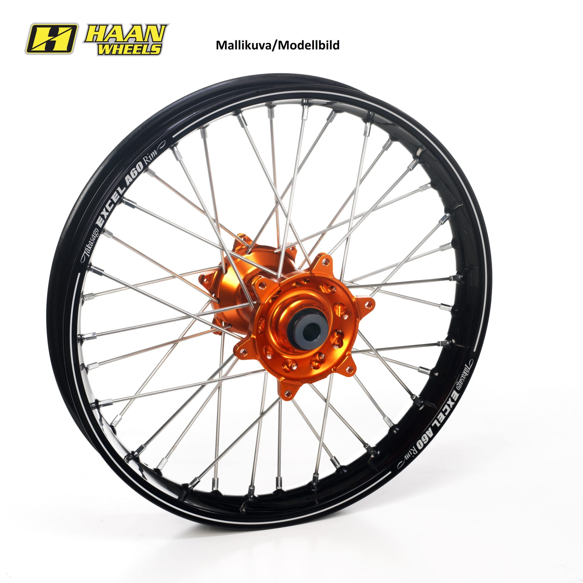 Haan wheel SX&SXF 23- 19-2,15 ORANGE HUB/A60 RIM - Haan wheels - Motocross Parts