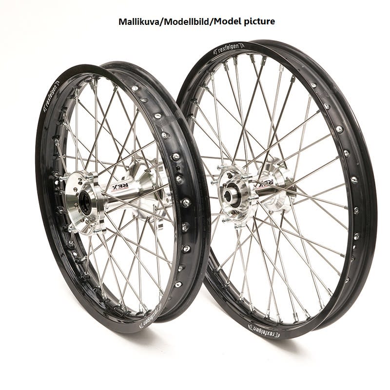 REX WHEELS 21-1,60 CR125/250-CRF250/450 95-.. BLACK RIM/SILVER HUB 20MM - Haan Wheels