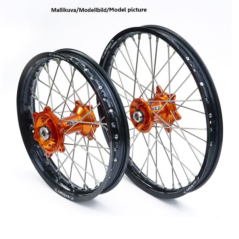 REX HJUL 18-2,15 KTM ALL SX-F 13-... SORT FÆLG/ORANGE NAV 25MM - Haan wheels