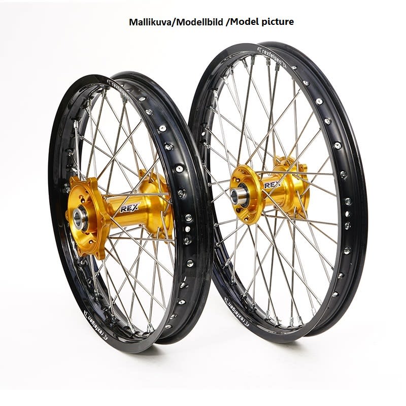 ROUES REX 21-1,60 RMZ250/RMZ450 05-.. JANTE NOIRE/MOYEU OR 22MM - Haan Wheels