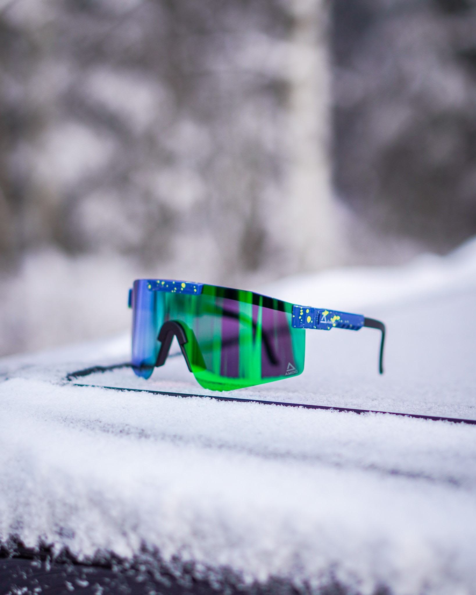 AMOQ Comet Solbriller Blue Splash - Grønt spejl - AMOQ - Motocross Parts