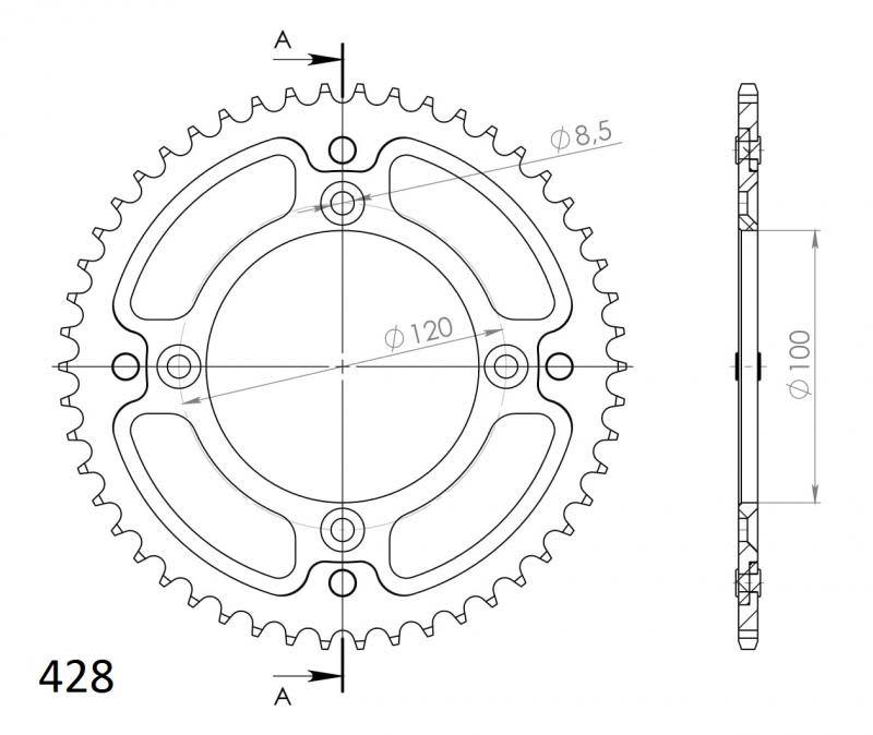 Supersprox bagtandhjul alu blå - YZ85 - Supersprox