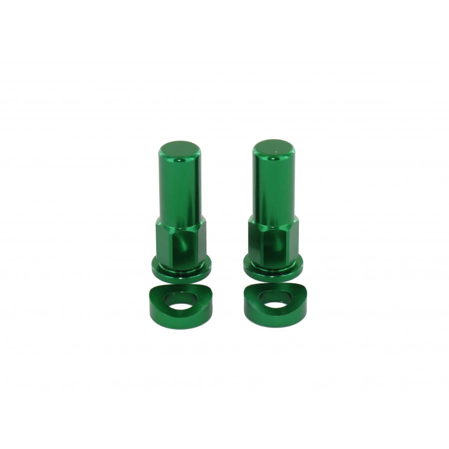Holeshot, Rim lid nut + spec washer, GREEN - Holeshot