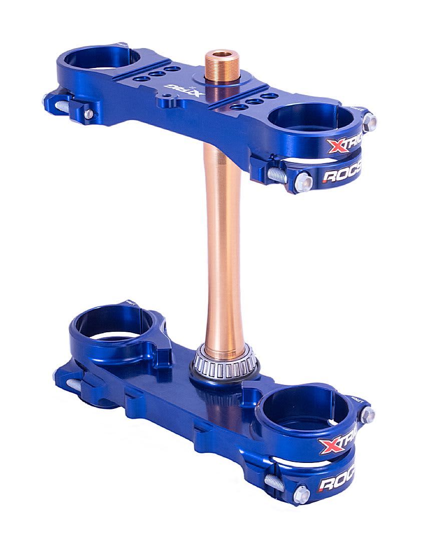 X-Trig ROCS Tech Triple Clamp 22mm Offset Blue - YZ250F/450F - X-Trig - Motocross Parts